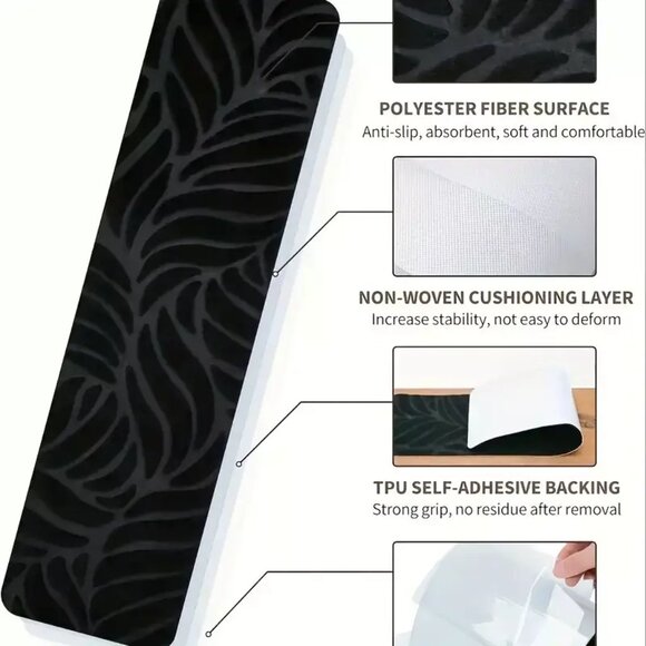 Non-Slip Self Adhesive Carpet Stair Treads 16 Piece Set 8"x 30" Black - Picture 9 of 9
